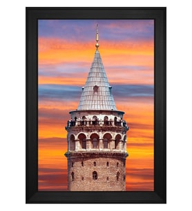 Galata Kulesi Motifli Kanvas Tablo 80 x 110 cm Siyah Çerçeve