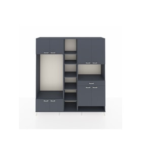 Hyperion Dolap 12 Raflı Tek Çekmeceli 8 Kapaklı 220x44x243 Antrasit-Antrasit/Antrasit