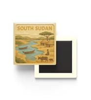 Güney Sudan - South Sudan - Paper Cut Art - Baskılı Buzdolap Magneti Kare - 9x9 cm