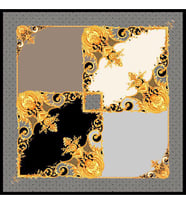 Geometrik Desen Black Seri Twill Eşarp Eşarp Askısı ile Birlikte 90x90 cm Siyah 