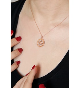 925 Ayar Gümüş Rose Pusula Kolye - N167601