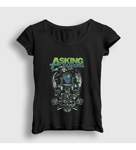 Presmono Kadın Siyah Crow Asking Alexandria T-Shirt 377678tt