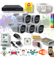 5 Kameralı Set Yapay Zeka Özellikli Gece Renkli 5MP SONY Lens FULLHD Güvenlik Kamerası Seti 604W-108