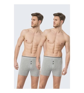 Erkek Likralı Düğmeli Boxer (2li Paket)