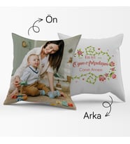 Anneye Hediye En İyi Oyun Arkadaşım Tasarımlı Fotoğraf Baskılı Kırlent Yastık 40X40 cm (Çok Renkli)
