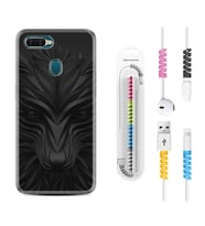 Oppo A5S A15 A16 A54 A55 A73 A74 Kılıf Kablo Koruma Spiral Silikon Black Fox 1325