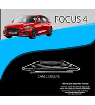 Ford Focus Uyumlu 4 Krom Cam Çerçevesi Paslanmaz Çelik Parça (Karışık)
