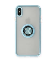 Apple İphone X Kılıf Montreal Yüzüklü Silikon Kapak - Buz Mavi
