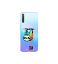 Huawei Y8P ile Uyumlu Splash Tembel Hayvan Tasarımlı Şeffaf Silikon Kılıf