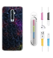 Oppo Reno 2Z 4 Lite 4 Pro 5 6 7 A31 Kılıf Kablo Koruma Spiral Silikon Renkli Prizmalar 1783