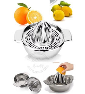 Paslanmaz Çelik Limon Sıkacağı Hazneli Süzgeçli Narenciye Portakal Sıkacağı