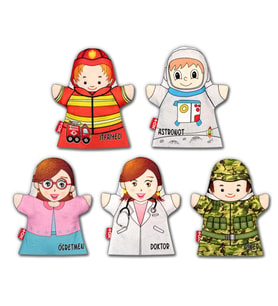 5 Parça Tox Meslekler El Kukla Set , Eğitici Oyuncak
