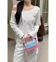 Kadın Düşük Omuz Kayık Yaka Oversize Uzun Kollu T-Shirt