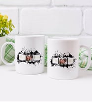 BK Gift Kişiye Özel Fotoğraflı Sevgililer Günü Film Şeridi Tasarımlı İkili Kupa Bardak-1