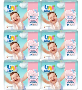 Uni Baby Islak Havlu Mendil İlk Adım 52 Yaprak (18 Li Set) 936 Yaprak (6PK*3)