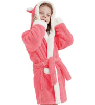 Bunny Kapşonlu Unisex Wellsoft Çocuk Peluş Sabahlık  Bornoz (Pembe)