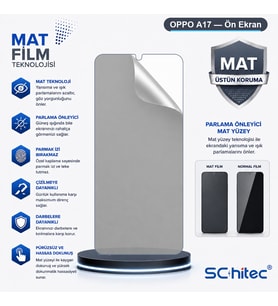 SChitec OPPO A17 Uyumlu Ön Yüzey Mat Hidrojel Ekran Koruyucu