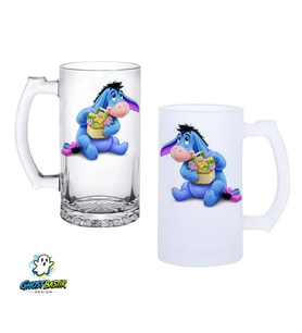 Eeyore Kulplu Bira Bardağı Buzlu veya Şeffaf Seçenekli 0287
