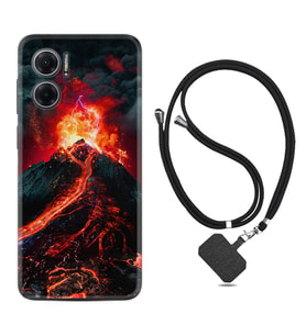 Xiaomi Redmi Note 11E Kılıf Silikon Boyun Askılı İpli Desenli Silikon Yanardağ 1611