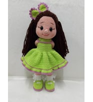 Fosfor Yeşili Fatoş Bebek Amigurumi Organik Oyuncak
