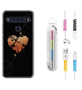 TCL 10L 10 Plus 10SE 20E 20SE 30SE L7 Kılıf Kablo Koruma Spiral Silikon Plane Heart 1721
