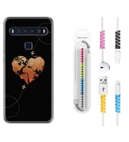 TCL 10L 10 Plus 10SE 20E 20SE 30SE L7 Kılıf Kablo Koruma Spiral Silikon Plane Heart 1721