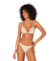 Endeep Kadın Yarım Dolgulu Aksesuarlı Simli Bej Bikini Takımı