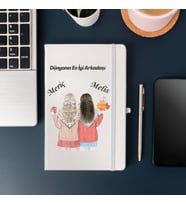 Arkadaşlara Özel İsim Yazılı Tasarımlı Defter (Beyaz)