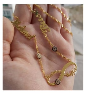 925 Sonsuzluk Model Nazar Boncuk Detaylı Kişiye Özel İsimli Gümüş Kolye