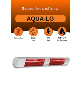 Goldsun Aqua 3000 Watt GSA30LG Düşük Işıklı Kumandasız Suya Dayanıklı Elektrikli İnfrared Isıtıcı-Beyaz