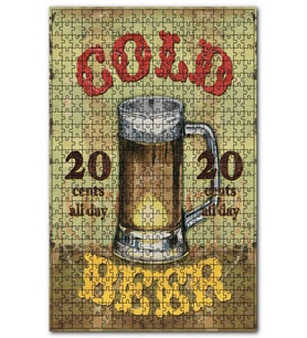 Cakapuzzle Vintage Soğuk Bira Her Gün 20 Sent Puzzle Yapboz MDF (Ahşap) (120 Parça)