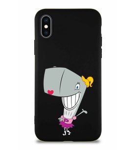 Apple iPhone XS Soft Premier Kapak Pearl Yengeç Tasarımlı Silikon Kılıf - Siyah (Şeffaf)