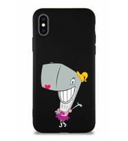 Apple iPhone XS Soft Premier Kapak Pearl Yengeç Tasarımlı Silikon Kılıf - Siyah (Şeffaf)
