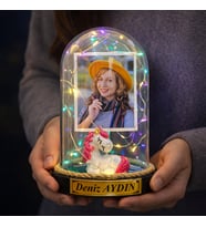 Kişiye Özel Fotoğraflı ve Yazılı Renkli LED Işıklı Fanus – Sevgiliye, Eşe, Anneye Özel Hediye R1 (Model 6)