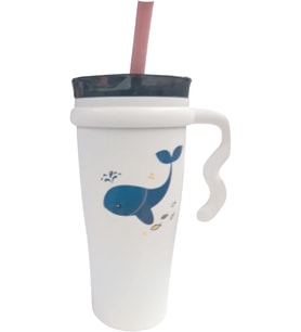 Çelik İçli Termos Bardak 1000Ml Beyaz Yunus
