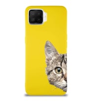 Oppo A73 Soft Premier Kapak Catface Tasarımlı Silikon Kılıf - Sarı (Şeffaf)