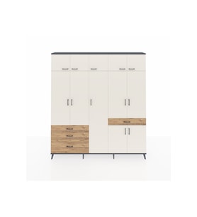 Arges Dolap 11 Raflı 4 Çekmeceli 2 Askılı 220x30x243 Antrasit-Aytaşı/Çam