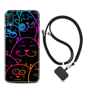 Huawei P20 Lite Mate 10 20 Lite Pro P40 Lite KılıfBoyun Askılı Silikon Neon Cats 1790