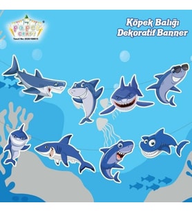Köpek Balığı Teması Özel Kesim Banner Süs