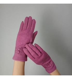 KAŞE YUMUŞAK DOKUNMATİK PARMAK KADIN ELDİVEN (Pembe)