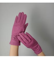 KAŞE YUMUŞAK DOKUNMATİK PARMAK KADIN ELDİVEN (Pembe)