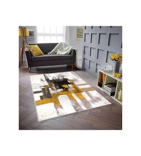 Rovigo Home Dijital Baskı Yıkanabilir Kaymaz Taban Salon Halısı RVG1496 160x120 cm (Sarı)