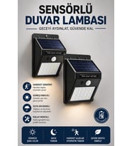 Solar Sensörlü Duvar Lambası Bahçe Lamba 20 Led Işık