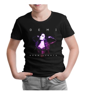 Demi Lovato - Neon Lights Siyah Çocuk Tshirt