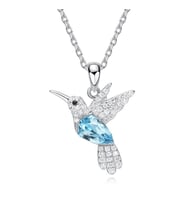 Monemel Bebek Mavisi Kristal Taşlı Gümüş Anka Kuşu Kolye (Altın Kaplama)