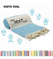 Kişiye Özel Elmas Desenli Nakışlı Peştemal – İsim Yazılı Oversize Türk Plaj Havlusu – Banyo Havlusu (Turkuaz)