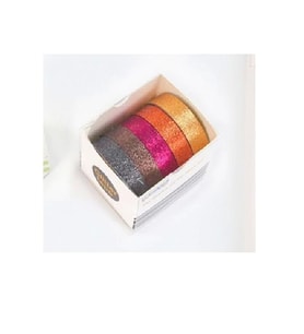 GIPTA K8913 GLITTER TAPE RENKLİ BANT 5'Lİ KUTULU - 1.5 MMX2M