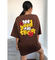 Unisex Good things Tasarım Tshirt (Kahverengi)