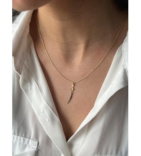 Kişiye Özel 925 Ayar Gümüş Tasarım Kılıç Kolye Şık Hediye Takı (Gold)