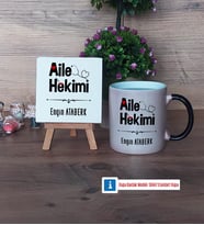 Aile Hekimi Dekoratif Taş, Kupa Bardak Kırmızı Hediye (Model 8)